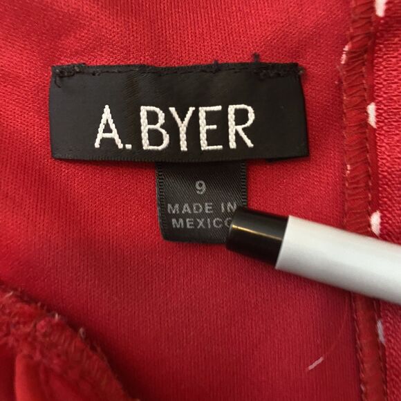 A Byer Halter Dress Red White Polka Dot Faux Wrap Lined Pinup Rockabilly Size 9 - Picture 4 of 13